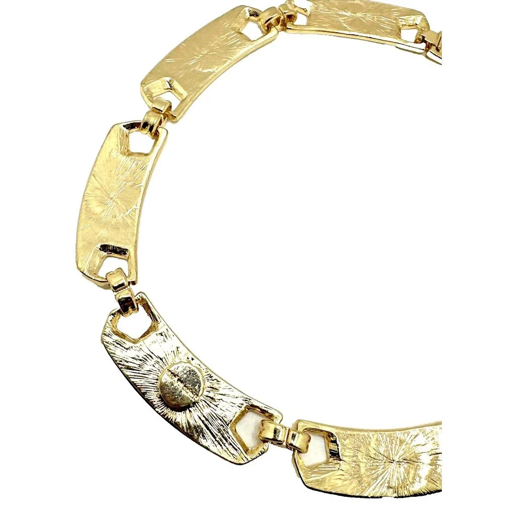 Vintage Marlyn Schiff Enamel Choker Necklace Ivory Gold Tone Statement Collar